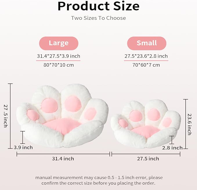 Ditucu Cat Paw Cushion Kawaii Chair Cushions 31.4 x 27.5 inch Cute Stuff Seat - Image 3
