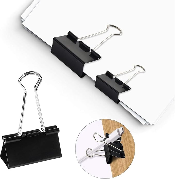 SANNIX 36 PCS Medium Binder Clips, 1-1/4 inch 32mm Binder Clips Black Paper - Image 5