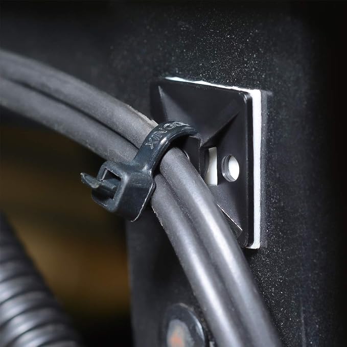200pcs 3/4" Back-Glue Self Adhesive Black Strong Cable Zip Tie Mounts - Image 3