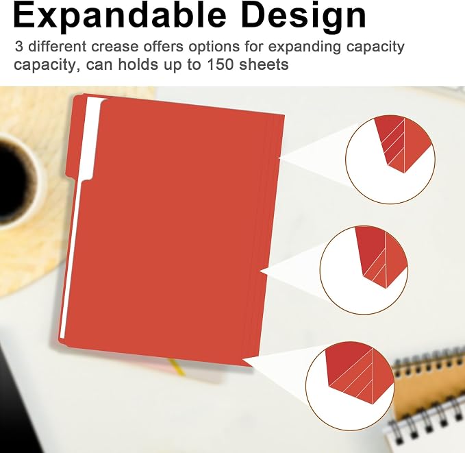 File Folder, RAZCC 100 Pack 1/3 Cut Tab File Folders Letter Size, Folders - Image 5