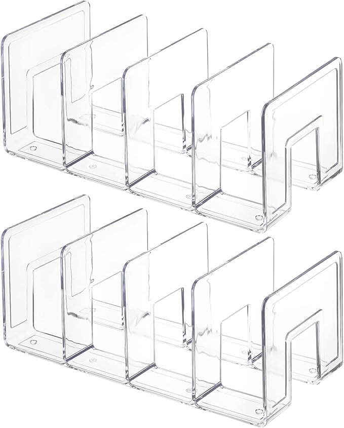 Lawei 4 Pack Acrylic File Sorter, 4-Section Clear Desktop File Folder Holder - Image 3
