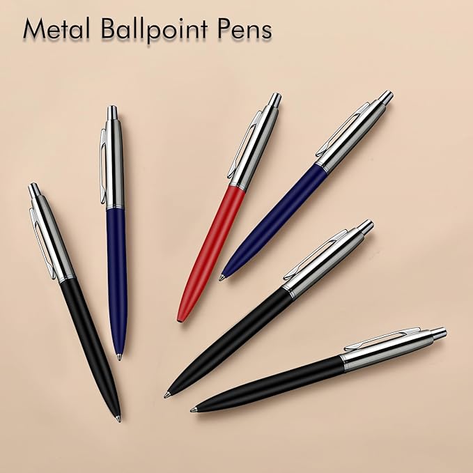 ChaoQ 6 Pcs Ballpoint pens, Refillable & Retractable Metal Ballpoint pens 1.0mm - Image 6
