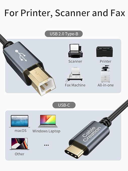CableCreation USB B to USB C Printer Cable 3.3FT, USB-C to USB B Printer Cord - Image 6