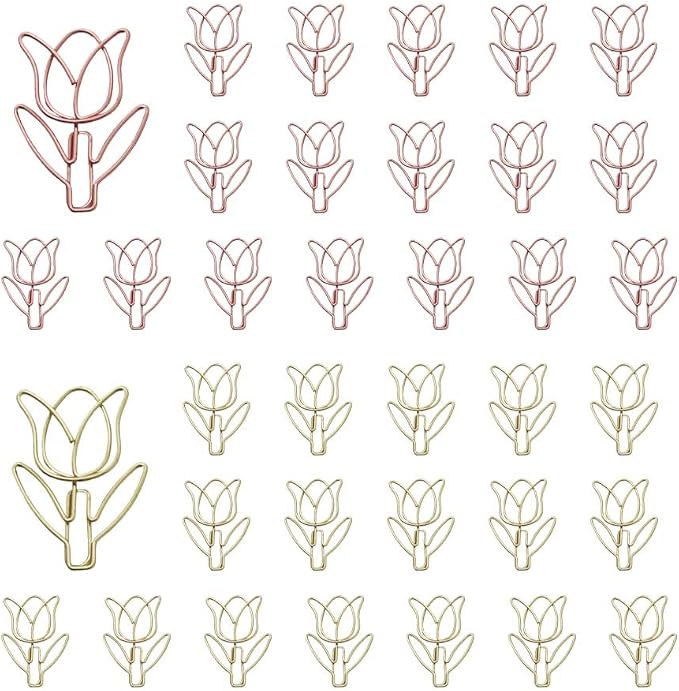 OWLFAVO 36pcs Tulip Flower Shape Paper Clips by OWLFAVO