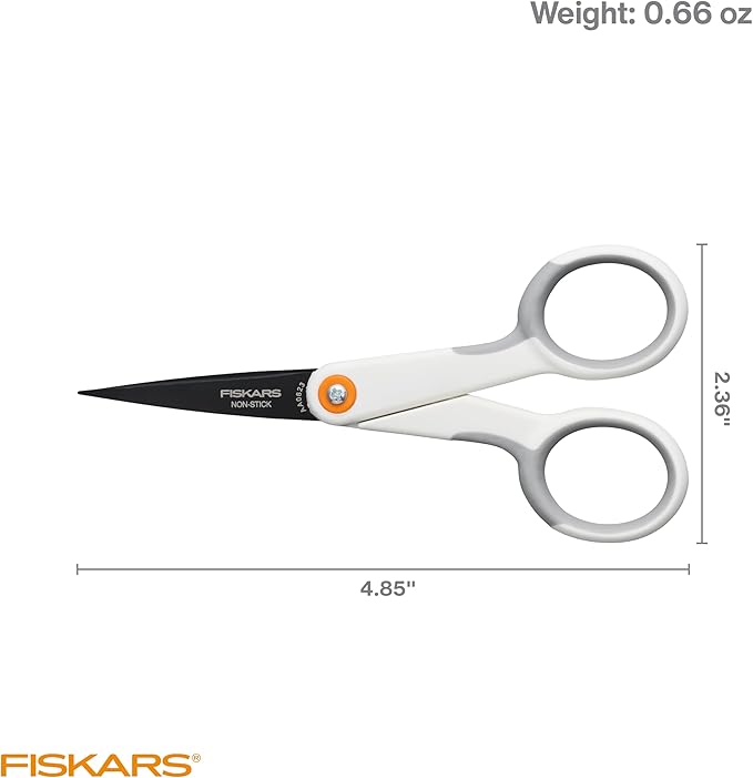 Fiskars Micro Trip Scissors, SoftGrip Precision Cutting Shears, Non-Stick - Image 6
