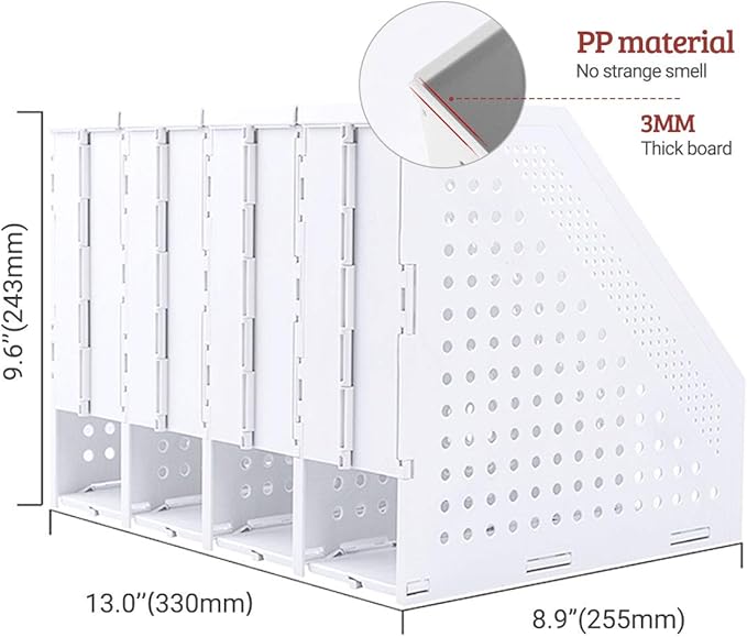 Lemical Magazine Holder 4 Vertical Compartments Collapsible Magazine File - Image 2