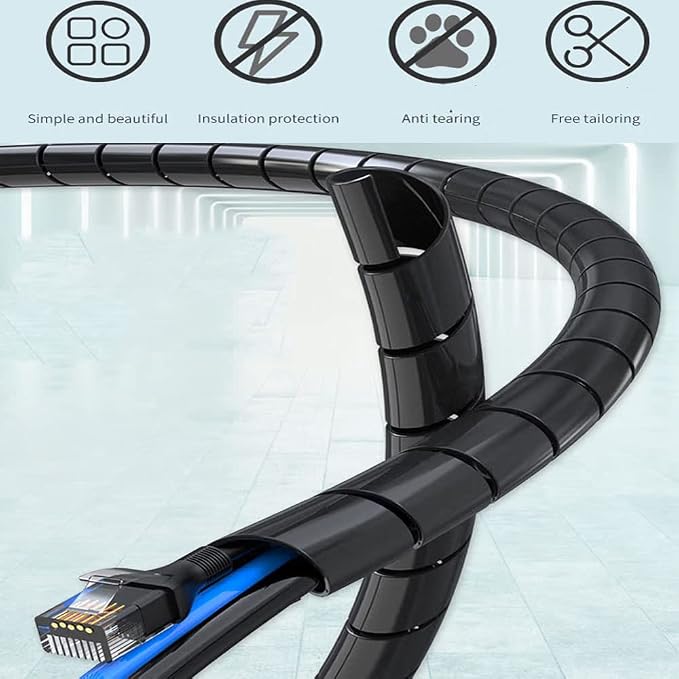 Spiral Cable Wrap -25 Ft 3/8" Cable Management Sleeve Organizer - Image 2