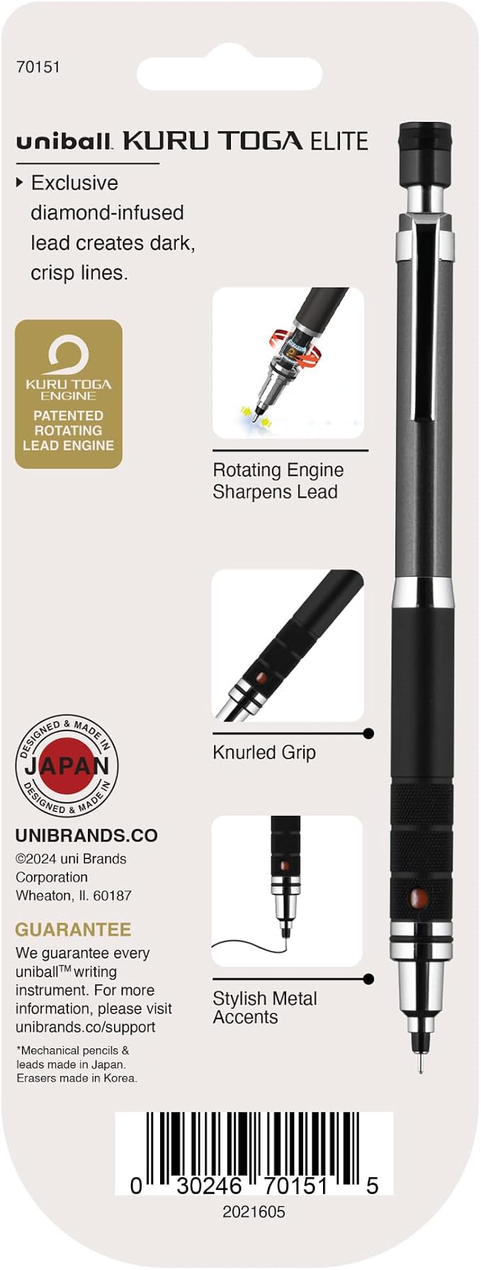 UNI uniball Kuru Toga Elite Mechanical Pencil Starter Kit, HB #2, Gun Metal - Image 7