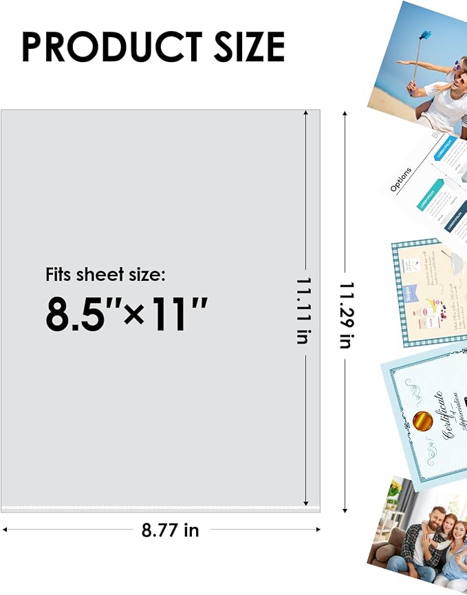 KTRIO No Holes Sheet Protectors 8.5 x 11, 50 Pack Heavy Duty Paper Sleeves | - Image 2