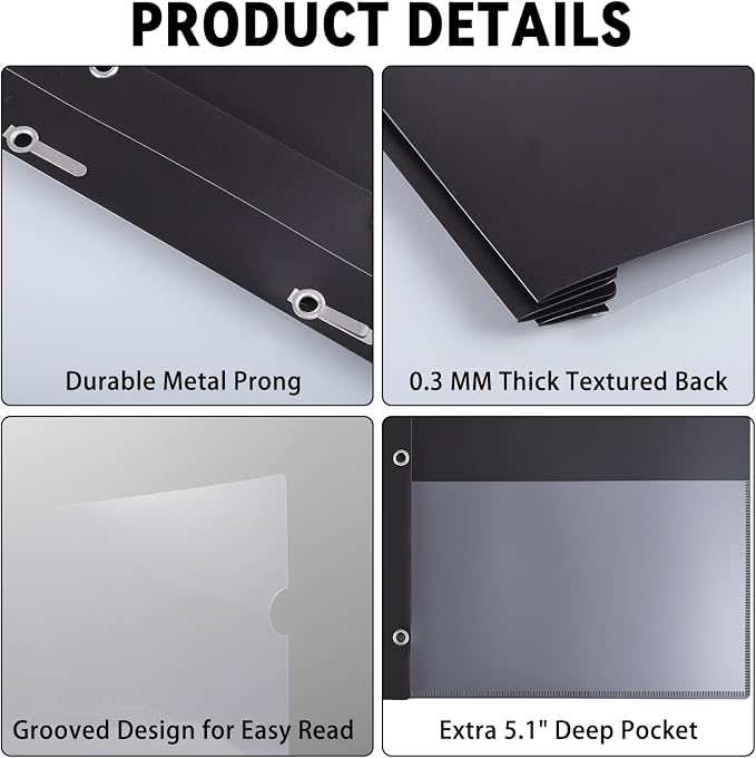 5 Pack Report Covers with 3-Prong Fasteners, Presentation Folders Letter - Image 3
