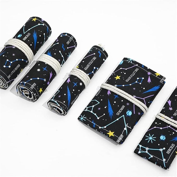 DIYOMR 12/24/36/72 Slots Pencil Wrap Pencil Rolls, Artist Colored Pencil Roll - Image 5