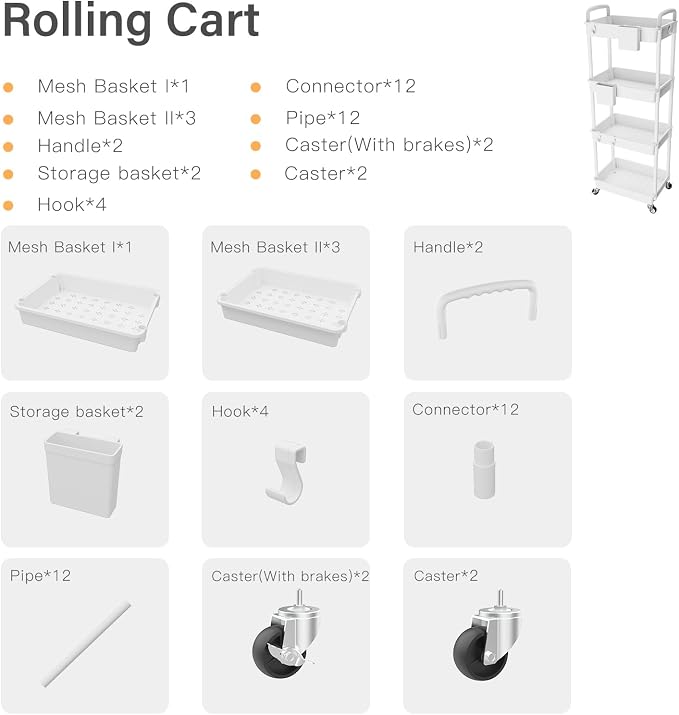4 Tier Rolling Utility Cart - Image 4