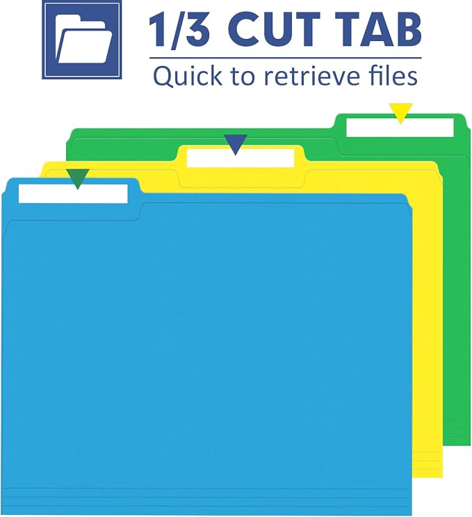 File Folder, PANDRI 170 Pack Colored File Folder, 1/3 Cut Tabs, Letter Size - Image 3