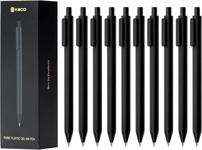 Kaco PURE Gel Pens Black Ink 0.7 mm Medium Point, 10 Pieces Set, Original Design - Image 7