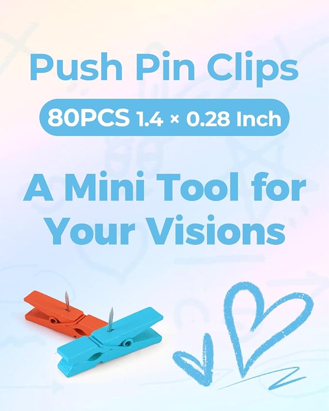 320Pcs Colorful Wooden Push Pin Clips, Decorative Thumbtack - Image 7