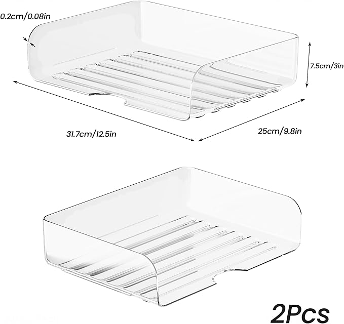 Tomorotec 2 Pack Clear Stackable Letter Tray, A4 Desk File Organizer Set | - Image 6
