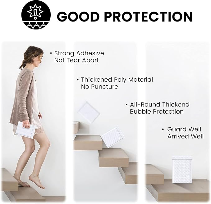 Fuxury Bubble Mailers 4x8" White Padded Envelopes 19200 Pack Bulk Strong - Image 6