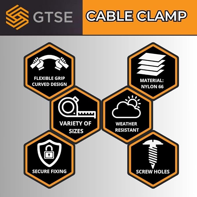 GTSE Black Nylon Plastic Cable Clamps, 3/16" Screw Mounts - Image 7