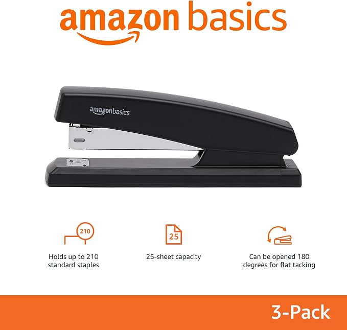 Amazon Basics Desktop Office Stapler, Lightweight, 25 Sheet Capacity - Image 2