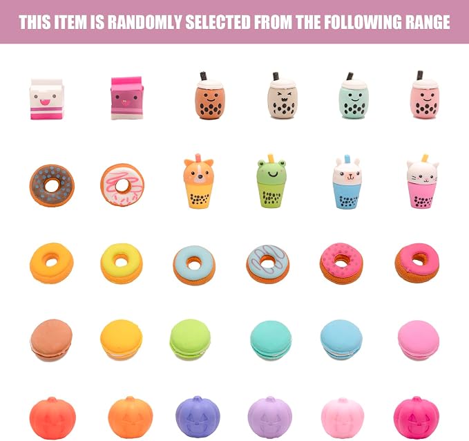 72Pcs 3D Food Erasers for Kids, All are Food Styles, Random Desktop Pets Toys - Image 7