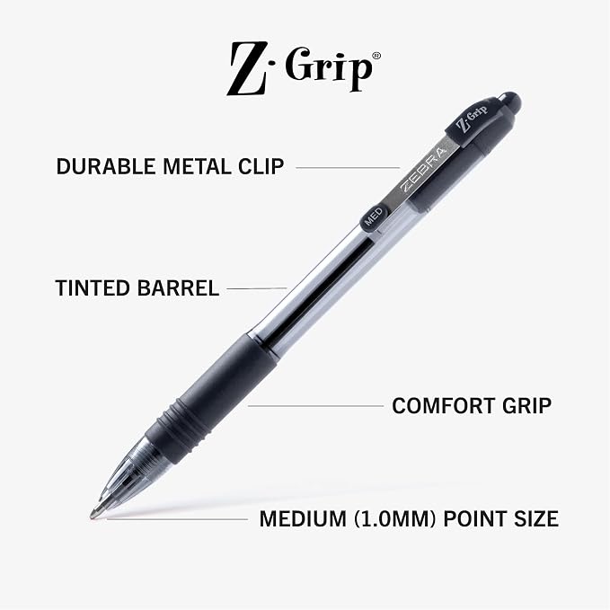 Zebra Pen Z-Grip Retractable Ballpoint Pen, Smooth-Flowing Black and Blue Ink - Image 3