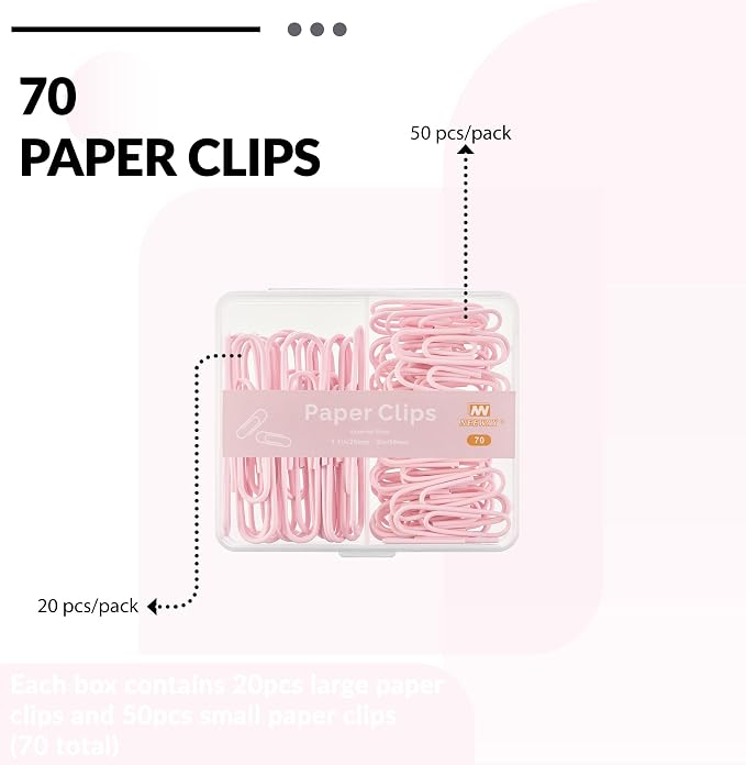 NEEWAY Colorful Paper Clips Assorted Sizes, Small and Large Paper Clips - Image 3