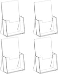 Acrylic Brochure Holder 4 Inch, 4 Pack Clear Brochure Display Stand, Plastic by SUNQEBO