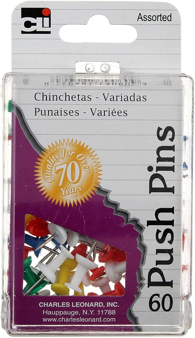 Charles Leonard Push Pins in Reusable Box - Image 2