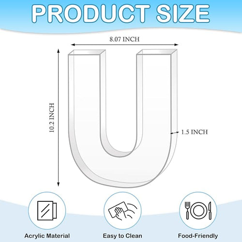 10" U Clear Acrylic Letter Charcuterie Board Box, Reusable Fillable Decorative - Image 2