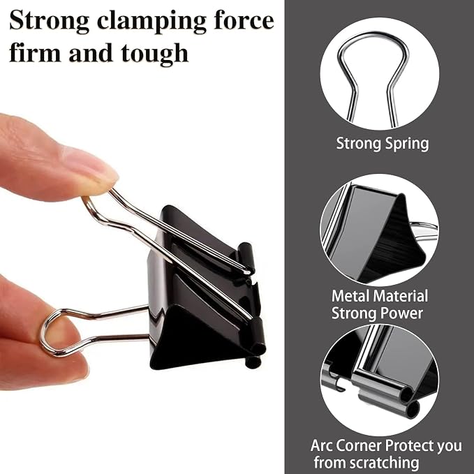 300 Pack Binder Clips Paper Clamps Assorted Sizes, Mini and Micro, 6 Sizes - Image 2
