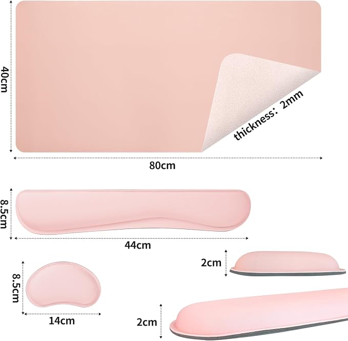 Bloss Leather Desk Pad and Keyboard Wrist Rest, Large Mouse Pad + Keyboard - Image 6