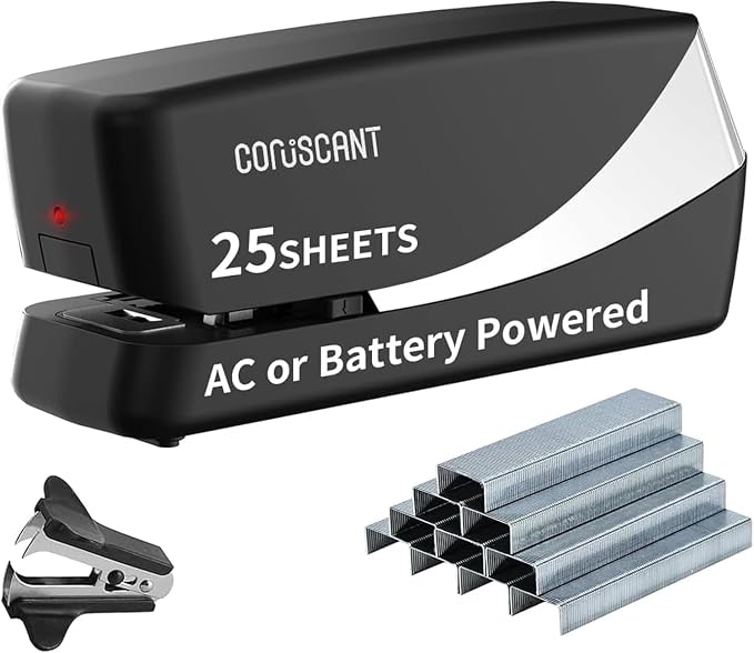 Coruscant Electric Stapler, No Jam Easy Reload, 25 Sheet Automatic Staplers by coruscant