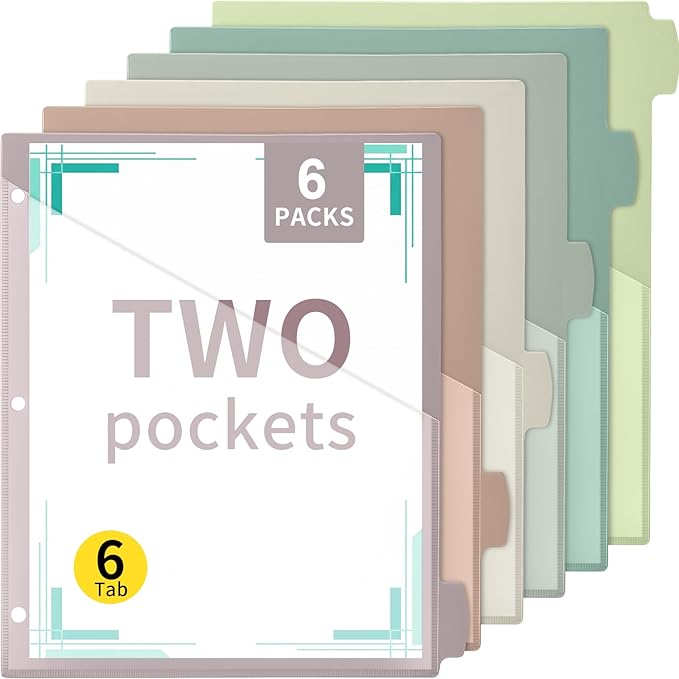 Epakh 6 Pcs Binder Dividers for 3 Rings Binders Index Dividers by Epakh