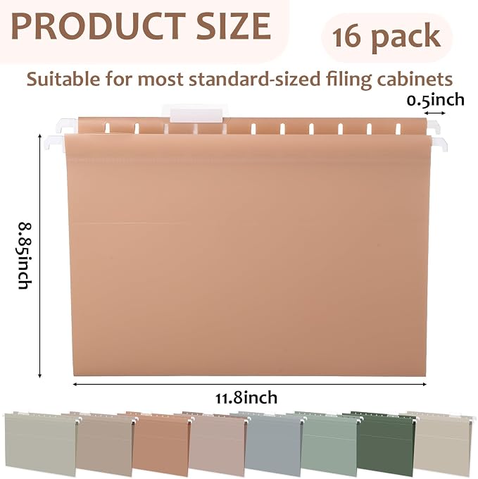 gisgfim 16pack Poly Plastic Hanging File Folders Letter Size 11.8 x 8.85 Inches - Image 2