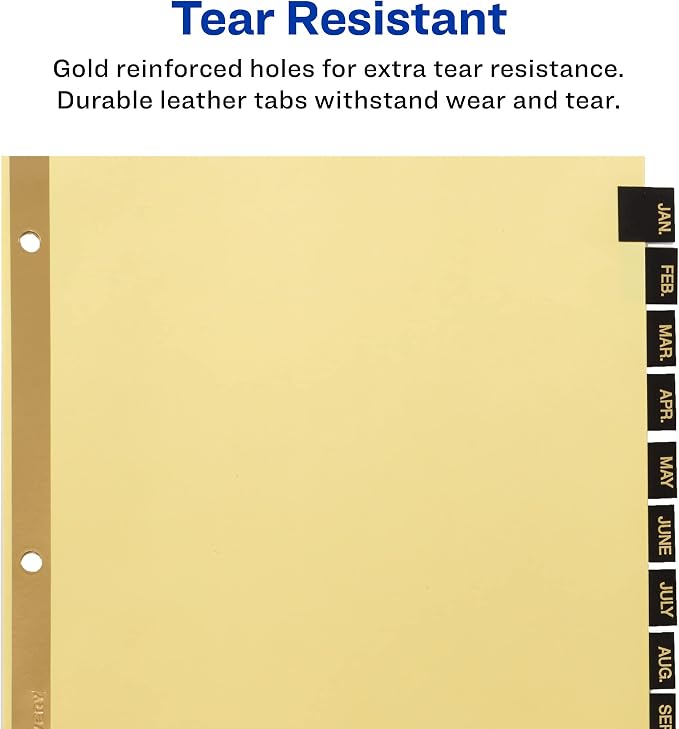 Avery Jan-Dec Dividers for 3 Ring Binders, 12 Tabs/Set, Pre-Printed Black - Image 3