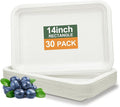 14 Inch Disposable Food Trays, 30 Pack | Heavy Duty Paper Plates, Disposable by BangShou