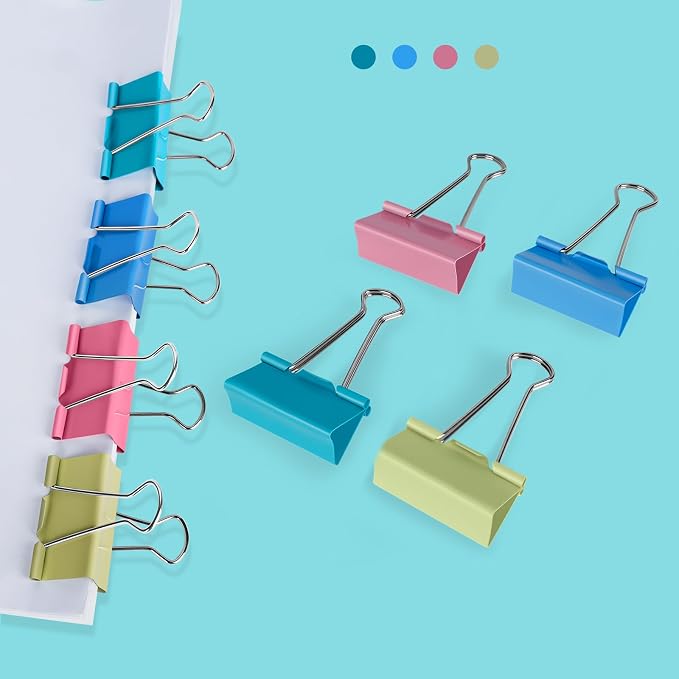 Ufmarine Large Binder Clips 1.6 inch Length, Colorful Paper Clips Large - Image 6