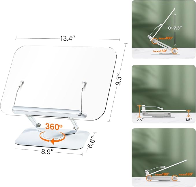 BYMECOST Acrylic Book Stand for Reading, Adjustable Book Holder - Image 4