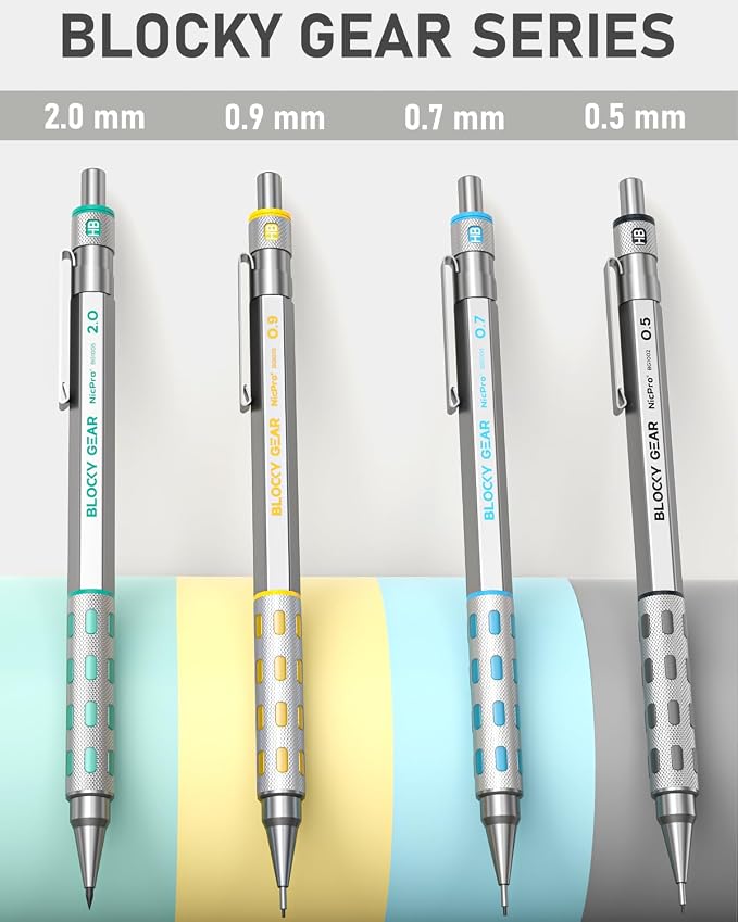 Nicpro Blocky Gear Metal Mechanical Pencil Set - Image 5