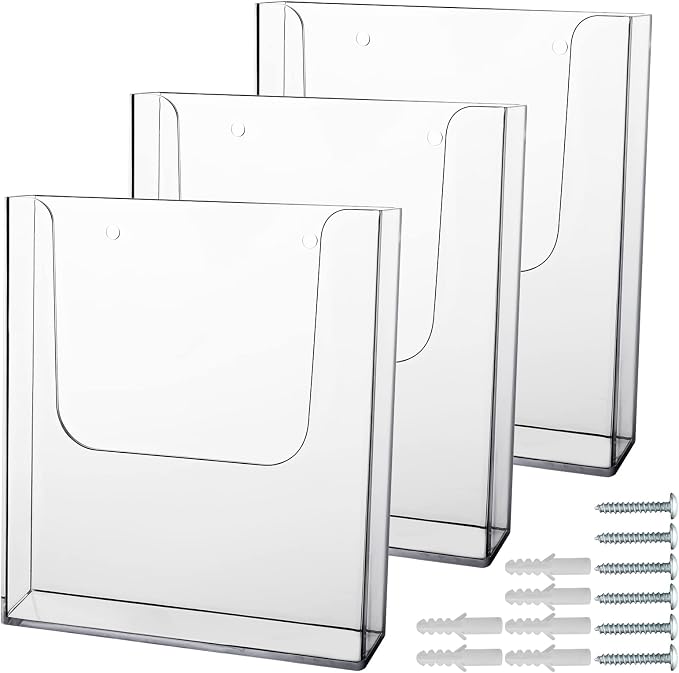 zavekia Acrylic Brochure Holder, 3 Packs 8 x 11.5 Inches Brochure Holder Wall by zavekia