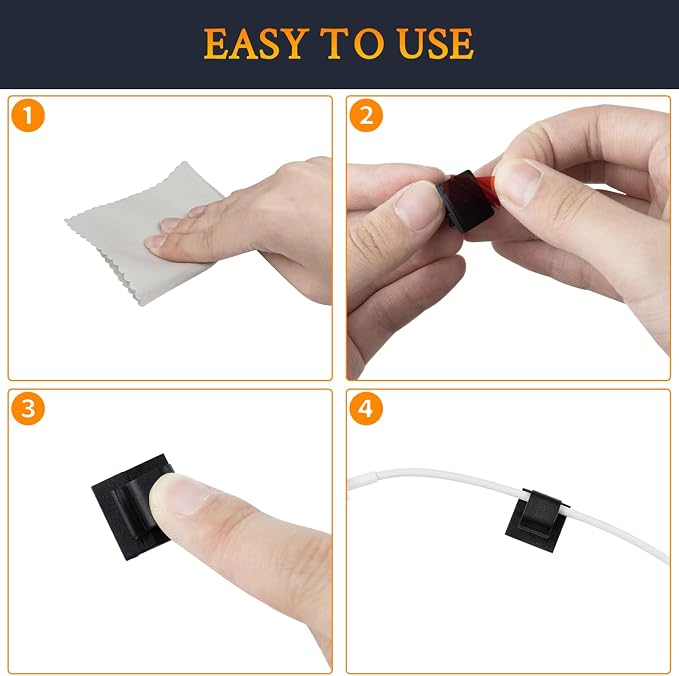 SOULWIT 50 Pcs Self Adhesive Cable Management Clips, Cable Organizers Sticky - Image 8