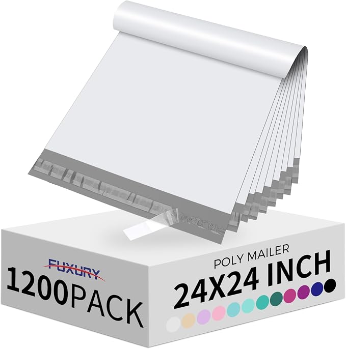 Fuxury 1200 Pcs 24x24" Poly Mailers, Waterproof Mailing Envelopes by Fuxury