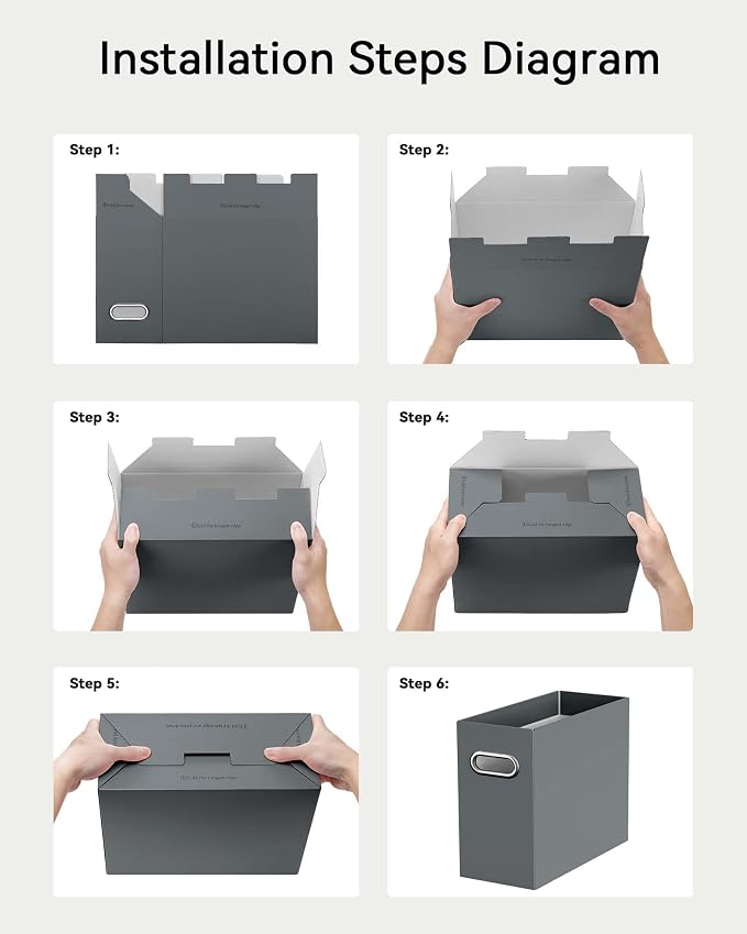 Oterri File Organizer Box, Portable Collapsible Cardboard File Folder Organizer - Image 5