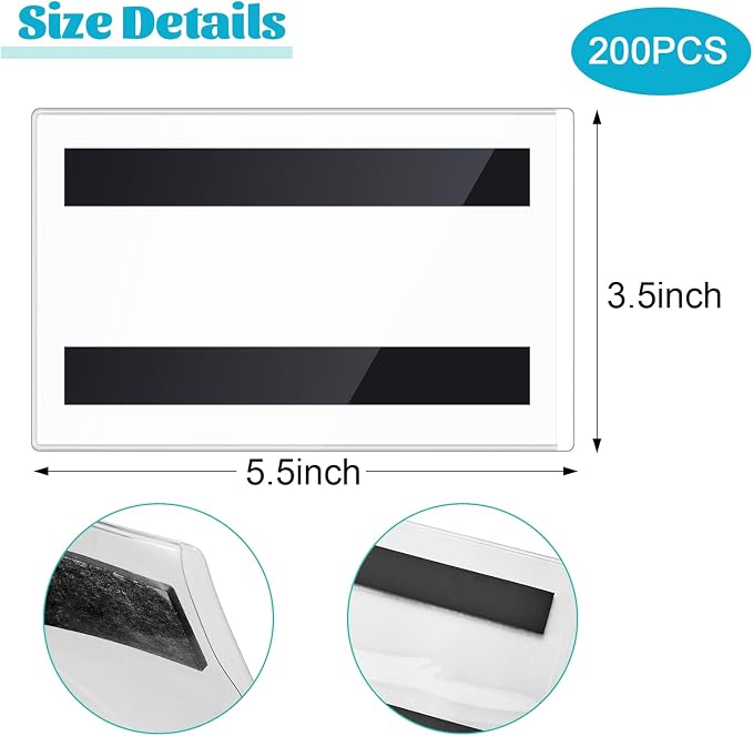 Ctosree 200 Pcs Magnetic Label Holder 5.5 x 3.5 Inches Pallet Rack Sign Holder - Image 2