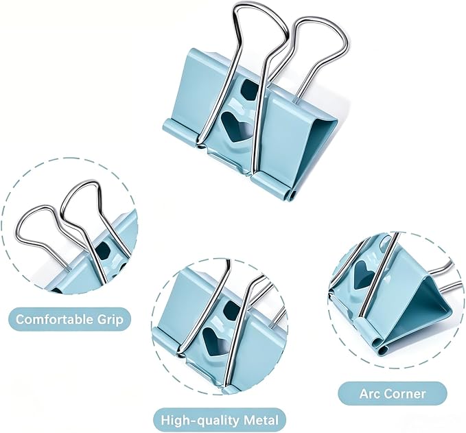 BAYTORY 40Pcs Pastel Binder Clips, 3/4 Inch Small Binder Clips, - Image 3