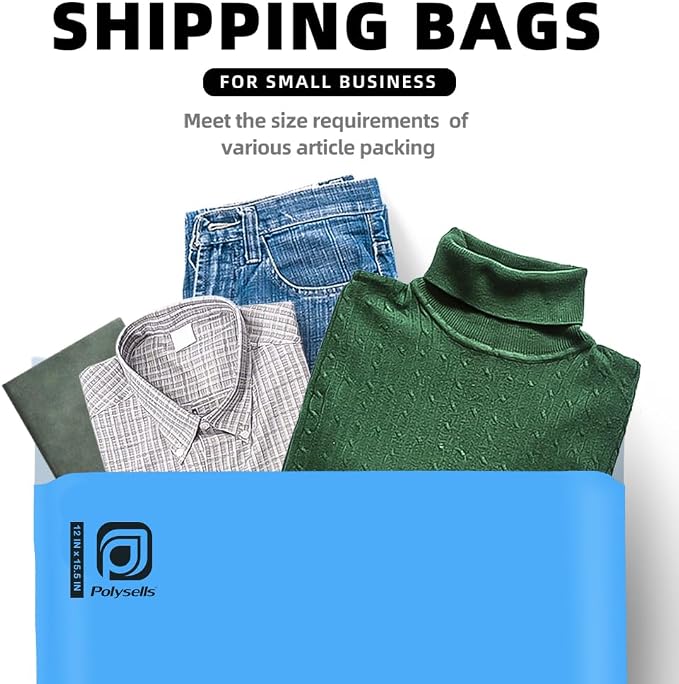 POLYSELLS 100 pcs 12x15.5 Inches Blue Poly Mailers Shipping Envelopes, Strong - Image 7
