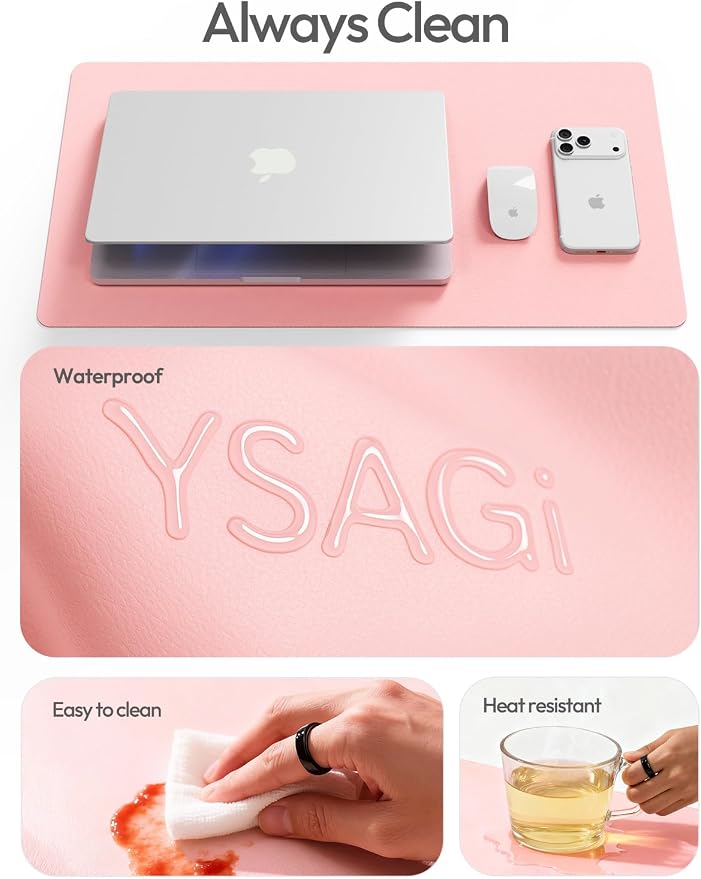 YSAGi Leather Desk Pad Protector, Office Desk Mat, Large Mouse Pad, Non-Slip PU - Image 8