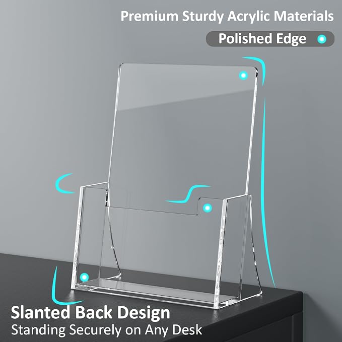 Acrylic Brochure Holder 8.5 x 5.5 Inch 6 Pack, Plastic Display Stands - Image 3