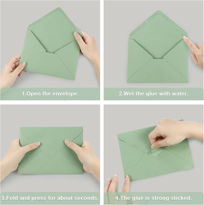 200 Pack A7 Envelopes, Sage Green Greeting Card Envelopes Self Seal, 5.24 x - Image 6