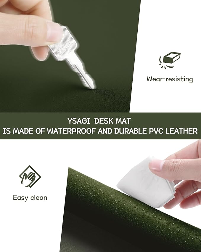 YSAGi Non-Slip Leather Desk Pad, Waterproof Laptop Computer Desk Keyboard Mat - Image 5